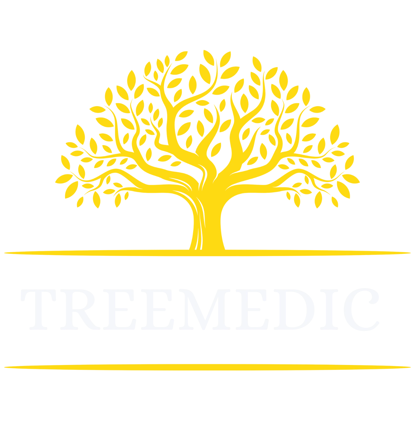 a yellow tree with white text